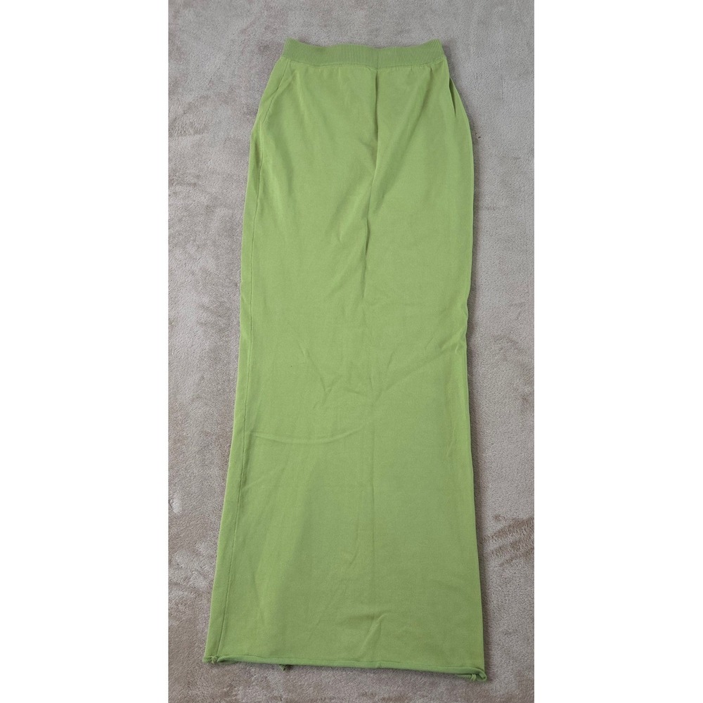 White fox Full Skirt Women's Size Medium Green Nylon Viscose Long EUC